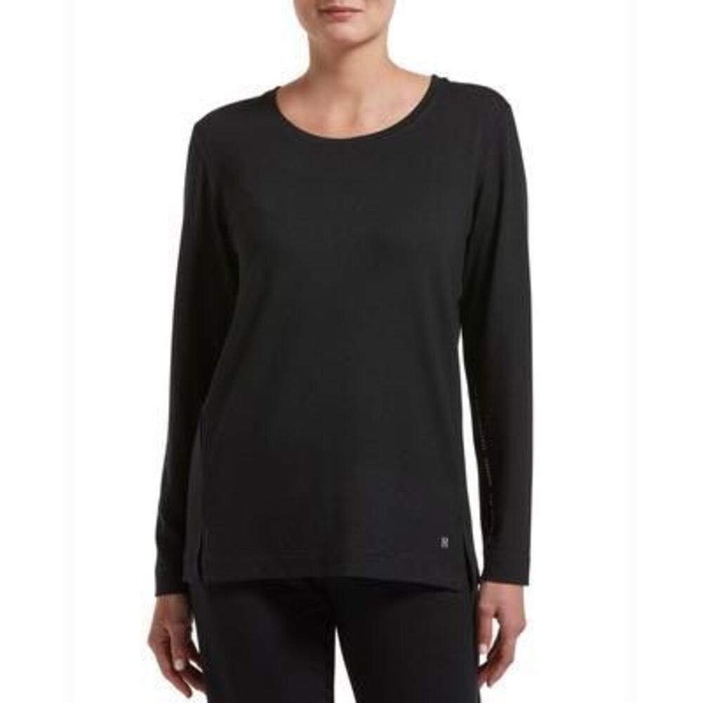 Hue Plus Size Solid Long Sleeve Lounge‎ T-Shirt - Black Size 1X